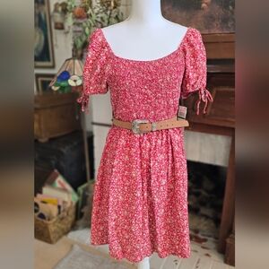 NWT Wallflower Floral Red Dress with Belt Size L